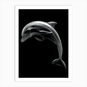 Dolphin On Black Background Art Print