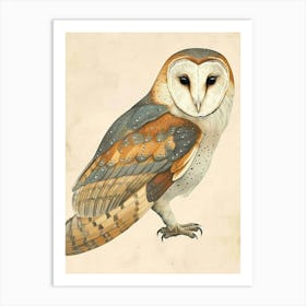 Barn Owl Vintage Illustration 1 Art Print