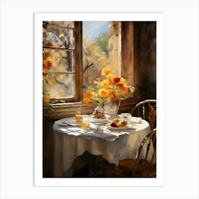 Table With Flowers Art Print