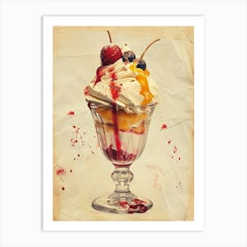 Retro Kitsch Ice Cream Sundae 4 Art Print