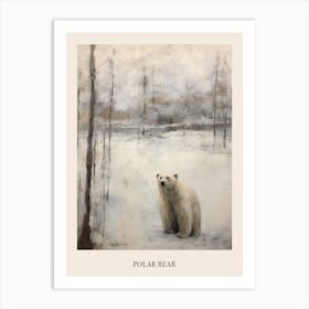 Vintage Winter Animal Painting Poster Polar Bear 1 Art Print