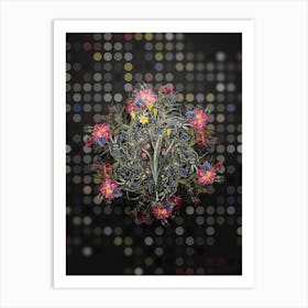 Vintage Ixia Bulbifera Flower Wreath on Dot Bokeh Pattern n.0618 Art Print