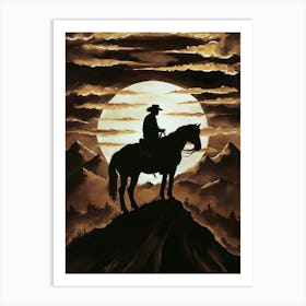 Cowboy On Horseback 1 Art Print