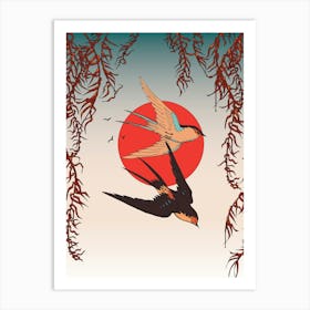 Swallows In Flight Art Print