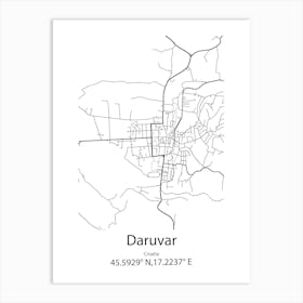 Daruvar,Croatia Minimalist Map Art Print