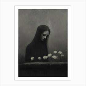 'The Girl With Flowers' Art Print