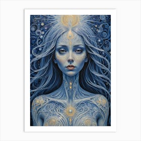 Indigo Starseed - Ethereal Woman Third Eye Chakra Spiritual New Age High Vibrational Art Frequency Glow Healing Zodiac Astrological Connected Source Universe 11.11 Stay Awake HD Art Print