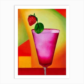 Frozen Strawberry Margarita Paul Klee Inspired Abstract Cocktail Poster Art Print