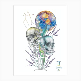 Gemini Skulls Art Print