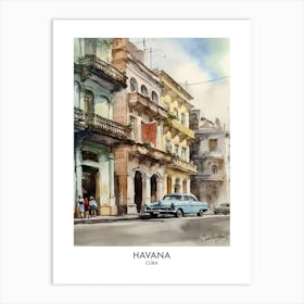 Havana 1 Watercolour Travel Poster Art Print