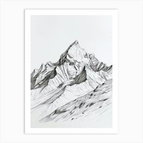 Kala Patthar Nepal Line Drawing 2 Art Print