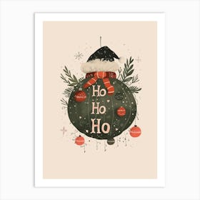 Festive Ho Ho Ho Bauble Art Print