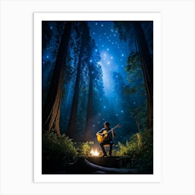 Acoustic Guitar In The Forest 2 Art Print