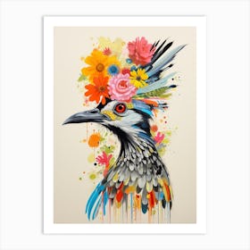 Bird With A Flower Crown Roadrunner 1 Art Print