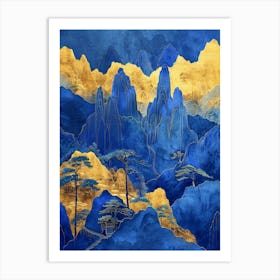 Blue And Gold Mountains 2 Art Print