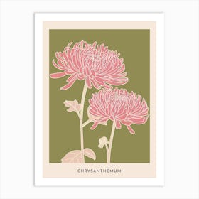 Pink & Green Chrysanthemum 1 Flower Poster Art Print