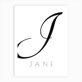 Jane Typography Name Initial Word Art Print
