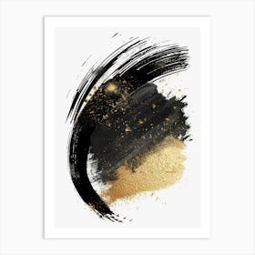 Gold And Black Brush Strokes 39 Art Print