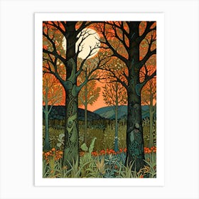 William Morris Trees At Sunset 1 Art Print