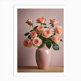 A Vase Of Pink Roses 38 Art Print