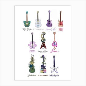 Guitars taylor swift album titles Art Print