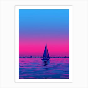 Sailboat At Sunset 34 Art Print