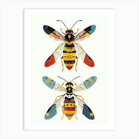 Colourful Insect Illustration Yellowjacket 8 Art Print