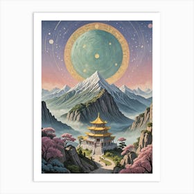 Cosmic Temple In The Mountains Art Print