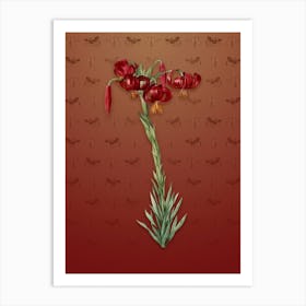 Vintage Lily Botanical on Falu Red Pattern n.1891 Art Print