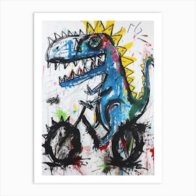 Abstract Dinosaur Riding A Bike Painting 1 Art Print