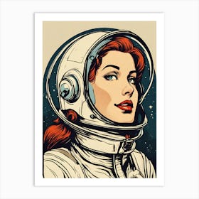 Red Haired Astronaut girl Art Print