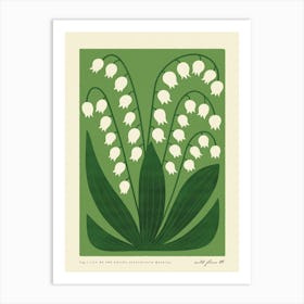Lily of the Valley Modern-Retro White and Green Wild Flower Art Print Art Print