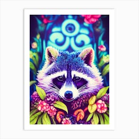 Colorful Raccoon Art Print