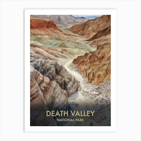 Death Valley National Park Watercolour Vintage Travel Poster 3 Art Print