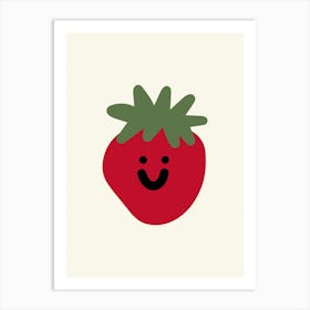 Happy Strawberry Illustration Art Print