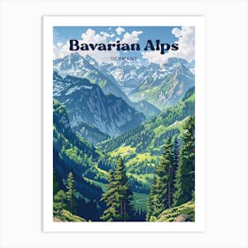 Bavarian Alps Germany Bregenz Forest Travel Illustration Art Print