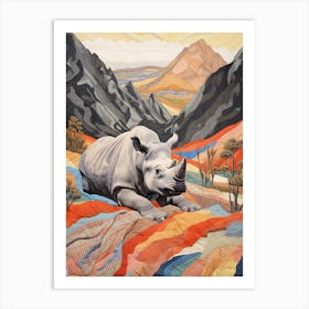 Patchwork Rhino With The Trees 5 Art Print