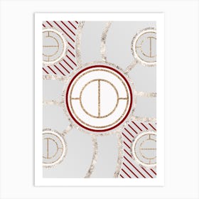 Geometric Glyph Abstract in Festive Gold Silver and Red n.0077 Art Print