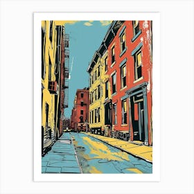 Williamsburg New York Colourful Silkscreen Illustration 2 Art Print