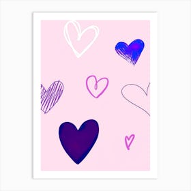 Hearts On A Pink Background Art Print