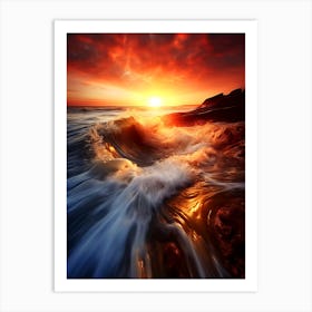 Sunset Over The Ocean i Art Print