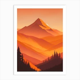 Misty Mountains Vertical Composition In Orange Tone 114 Art Print