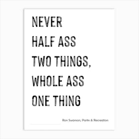 Ron Swanson, Quote, Parks & Rec, Parks and Recreation, Funny, Wall Prinnt Art Print