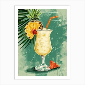 Abstract Pina Colada Vintage Illustration 1 Art Print