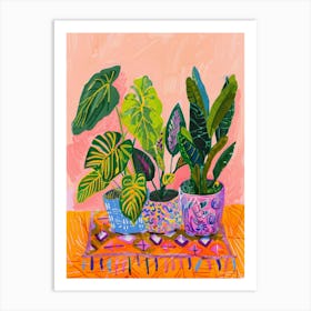 Three Plants On A Table Art Print