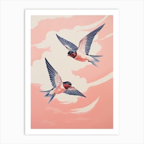 Vintage Japanese Inspired Bird Print Barn Swallow 1 Art Print