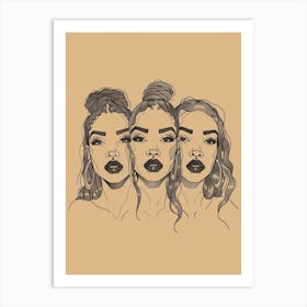 Three Girls With Long Hair 1 Art Print