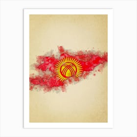 Kyrgyzstan Flag Vintage Art Print