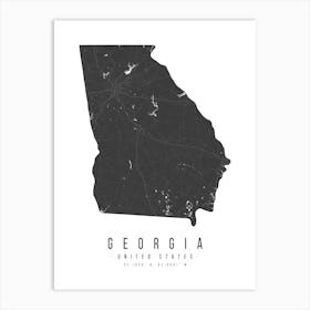 Georgia Mono Black And White Modern Minimal Street Map Art Print
