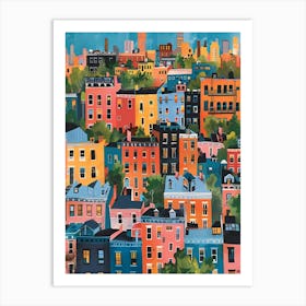 Stapleton New York Colourful Silkscreen Illustration 2 Art Print